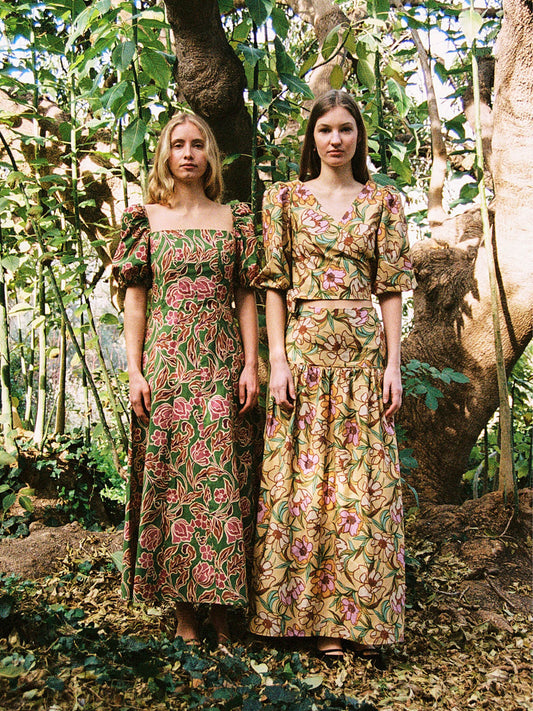 Orion Green Floral Print Dress vestidos