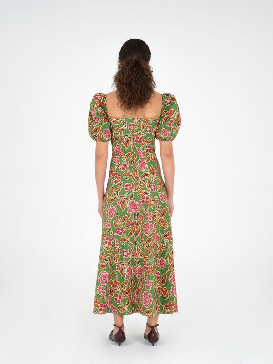 Orion Green Floral Print Dress vestidos