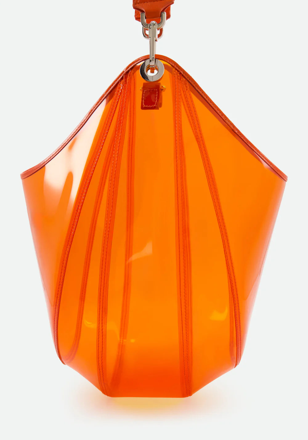 TRANSPARENT BUCKET BAG WITH LEATHER HANDLE
