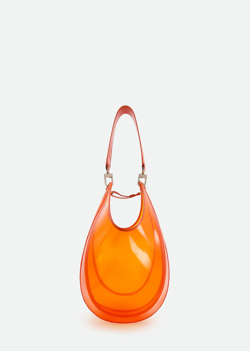 TRANSPARENT BUCKET BAG WITH LEATHER HANDLE