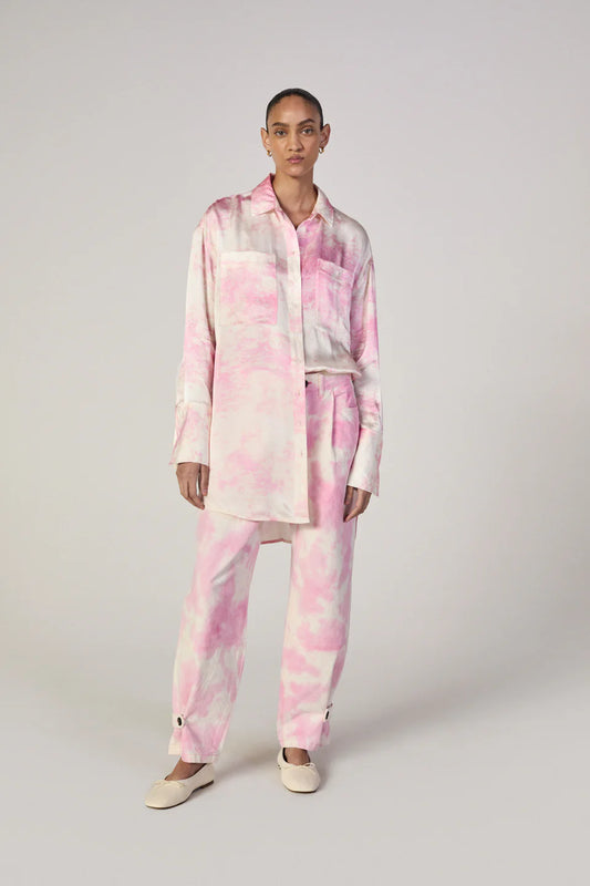 PINK TIE-DYE CUFFED TROUSERS
