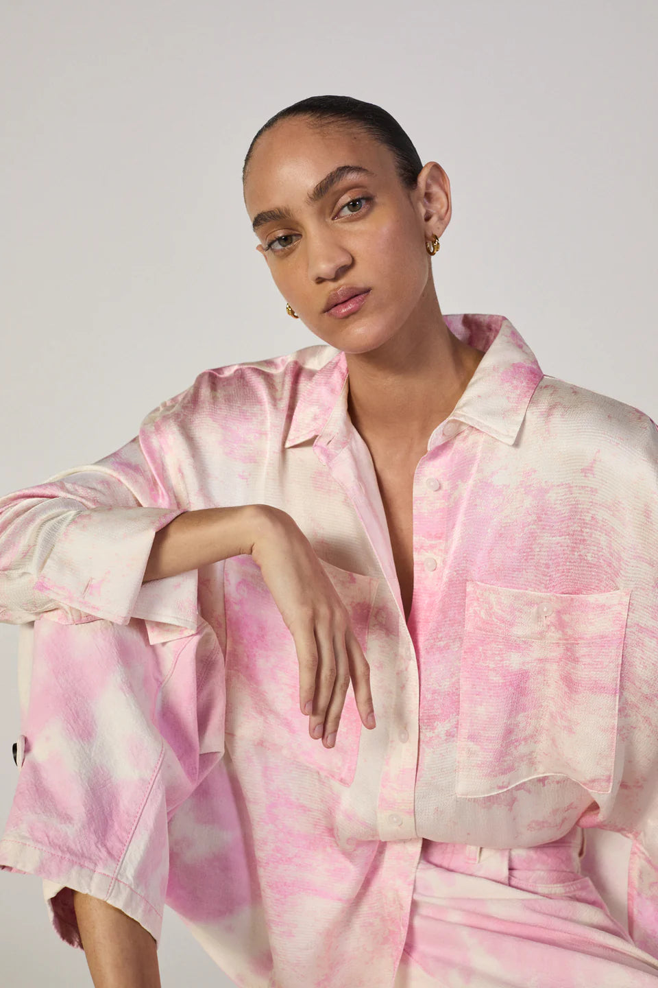 PINK TIE-DYE CUFFED TROUSERS