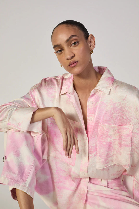 PINK TIE-DYE CUFFED TROUSERS
