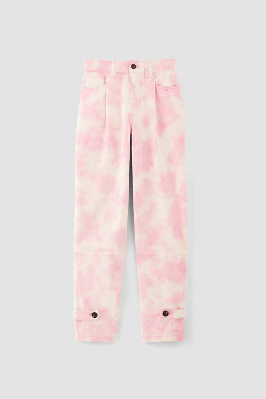 PINK TIE-DYE CUFFED TROUSERS