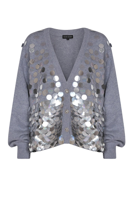 GREY SEQUIN CARDIGAN