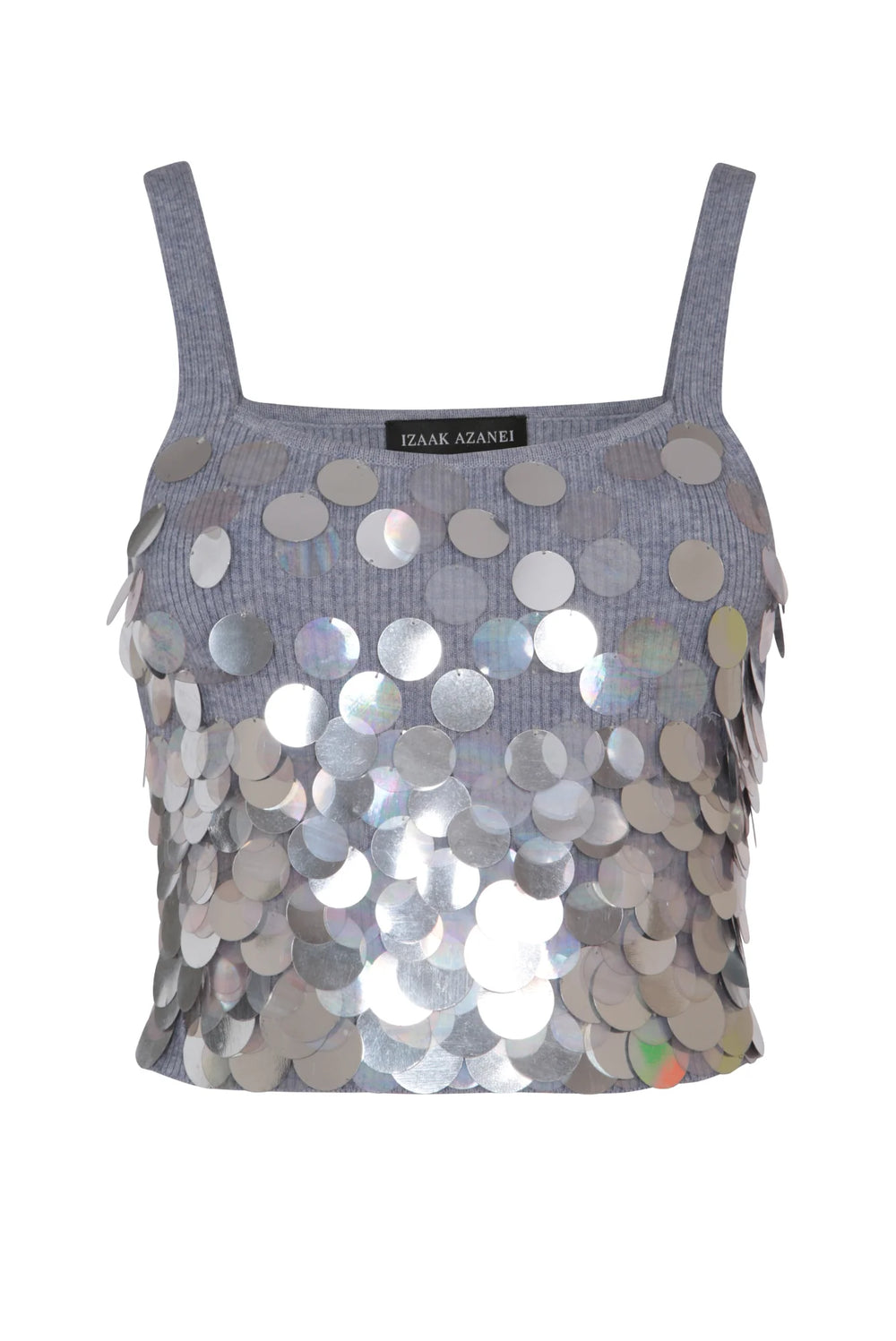 GREY SEQUINED CROP TOP