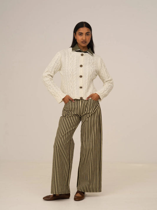 Pebble Striped Green Jeans