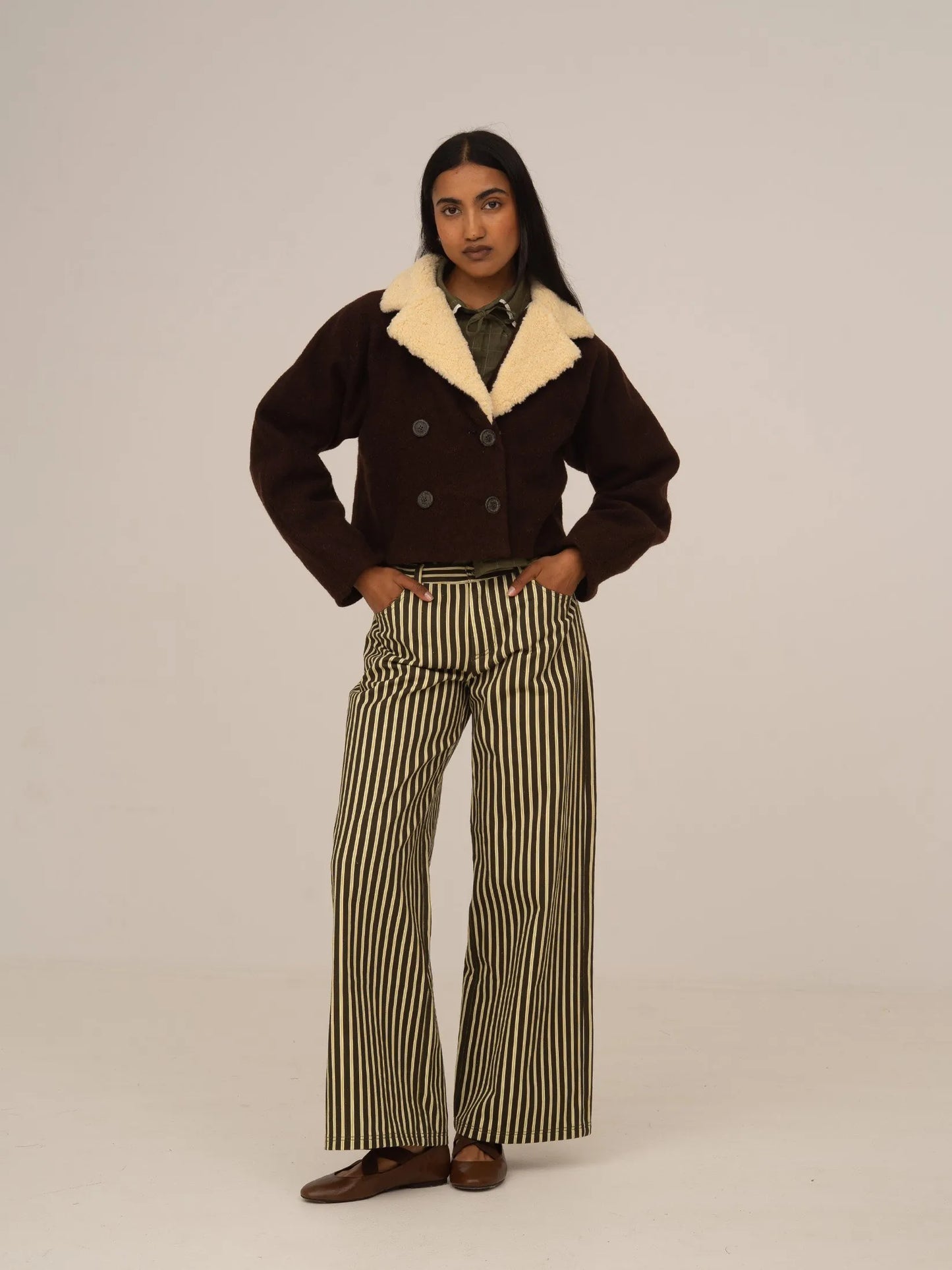 Pebble Striped Green Jeans