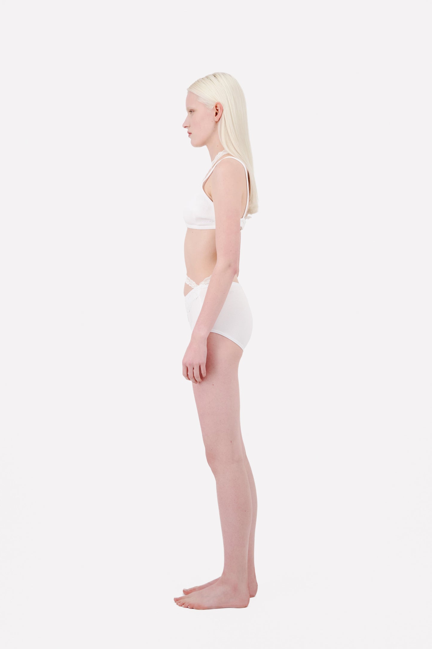 Ribbed Jersey Panty Slip With Asymmetric Lace Trim - Vaillant Studio
