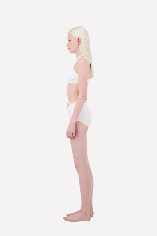 Ribbed Jersey Panty Slip With Asymmetric Lace Trim - Vaillant Studio