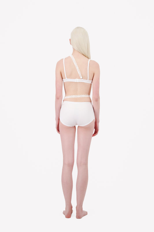 Ribbed Jersey Panty Slip With Asymmetric Lace Trim - Vaillant Studio
