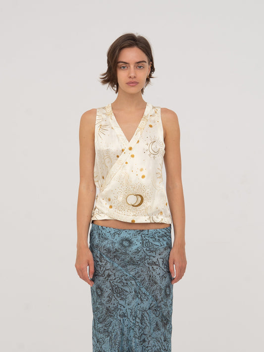 Priest Solar System-Printed Vest top