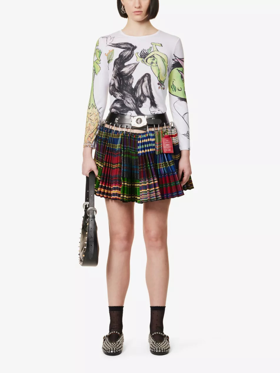 Growing graphic-pattern stretch-jersey top