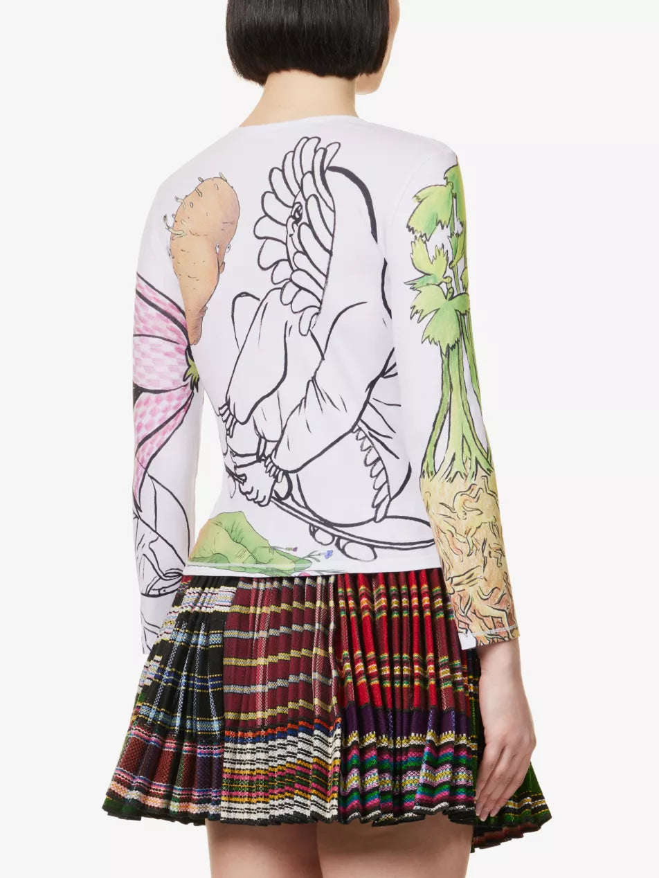 Growing graphic-pattern stretch-jersey top