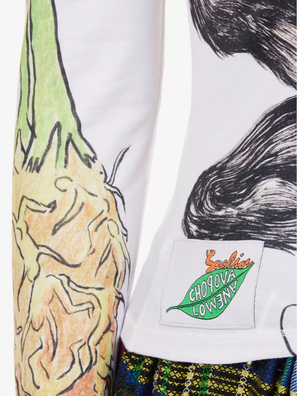 Growing graphic-pattern stretch-jersey top