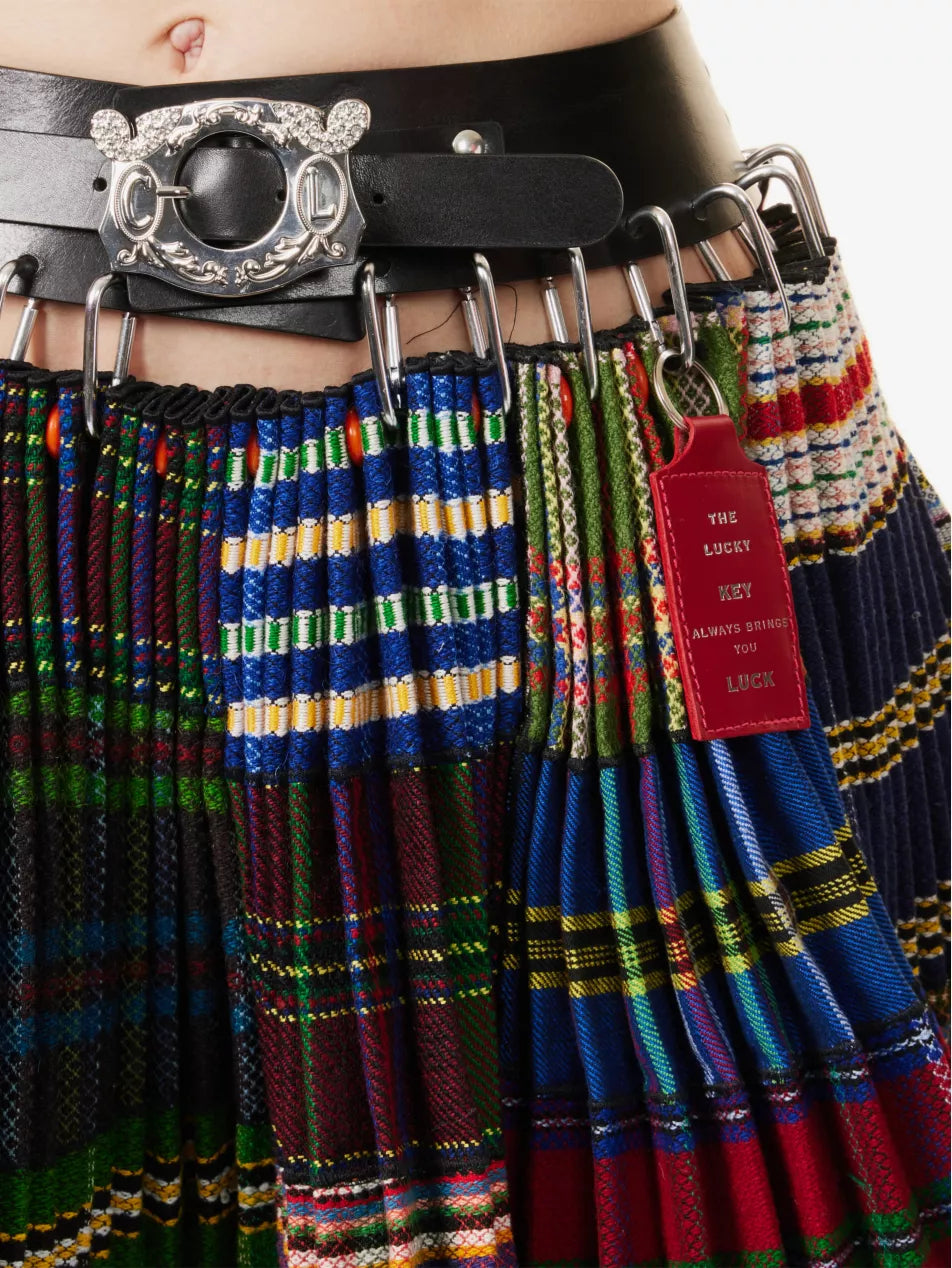 Hanger tartan-pattern wool mini skirt.