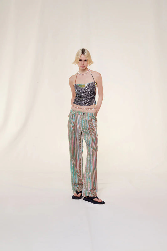 NIDE sequin detailed draped top