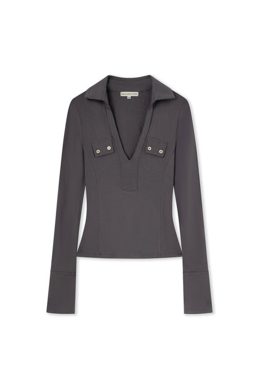 Silvia Polo Top Grey