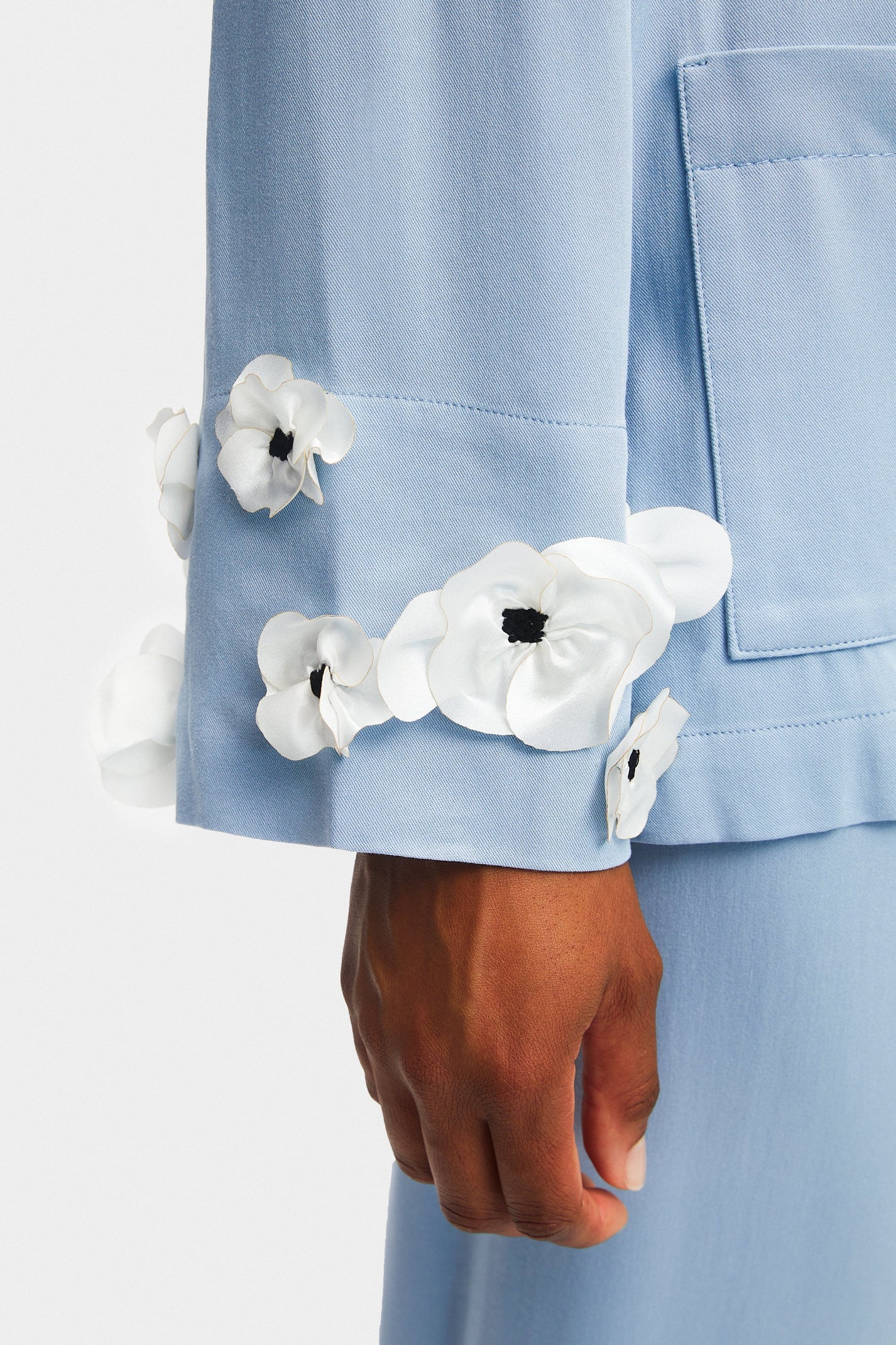 The Bloom Party Pajama Set with Pants in Blue