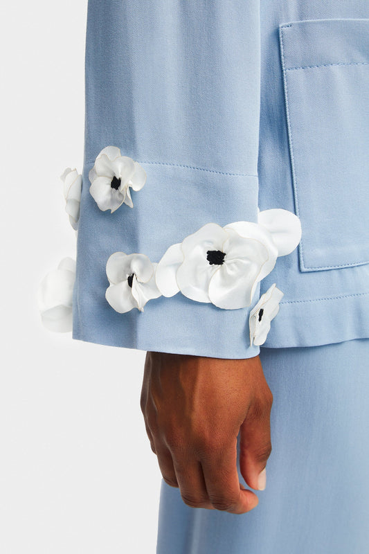 The Bloom Party Pajama Set with Pants in Blue