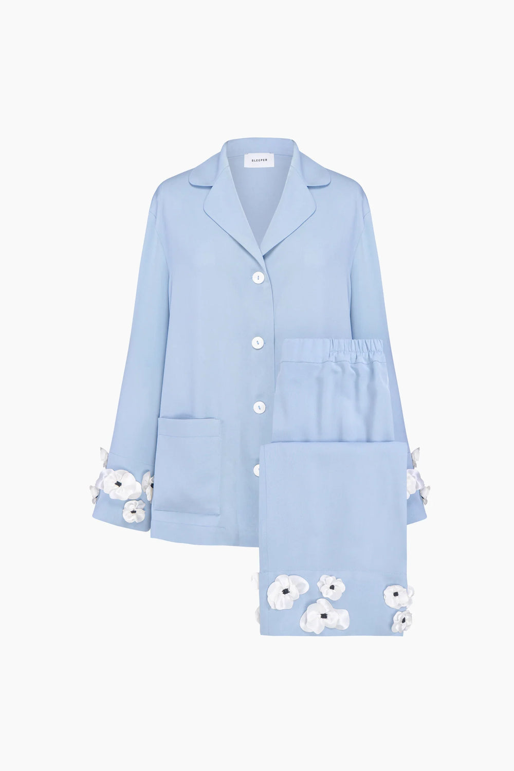 The Bloom Party Pajama Set with Pants in Blue