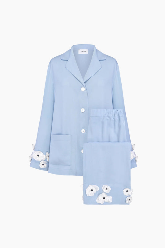 The Bloom Party Pajama Set with Pants in Blue