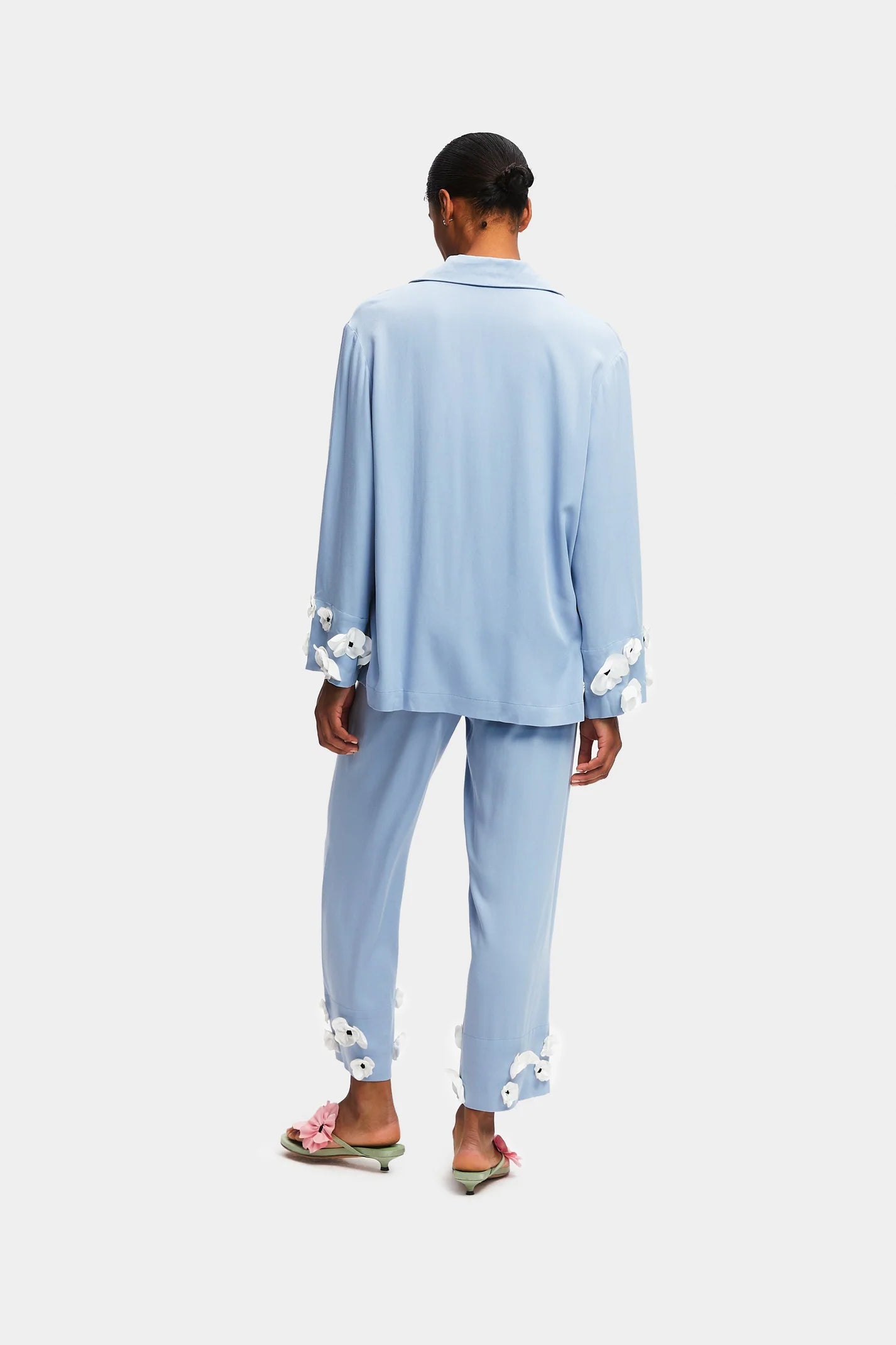 The Bloom Party Pajama Set with Pants in Blue