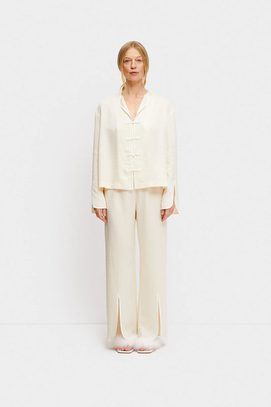 Louis Jacquard Pajamas Set with Pants in Cream