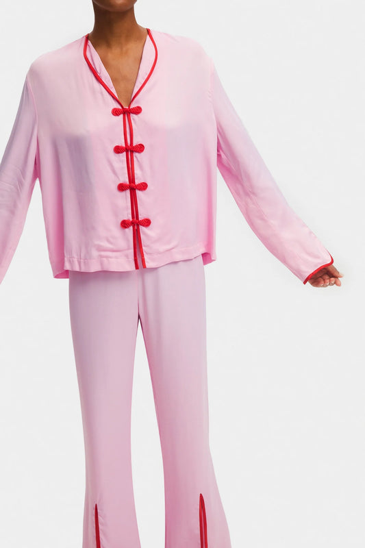 Louis Pajama Set with Pants in Pink