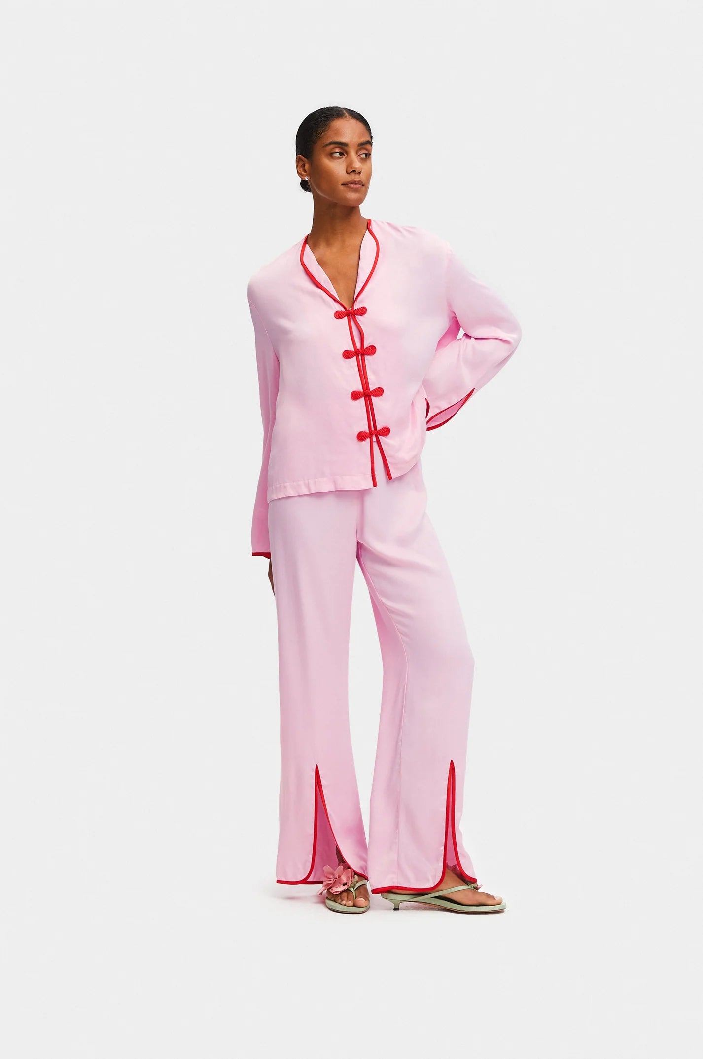 Louis Pajama Set with Pants in Pink