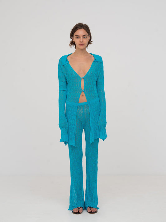 Saint Knit Blue Maxi Pants pantalones