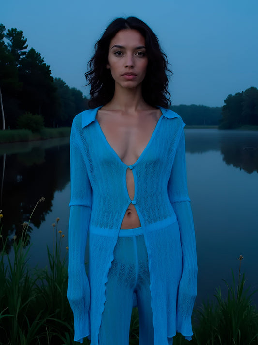 Saint Knit Blue Maxi Top top