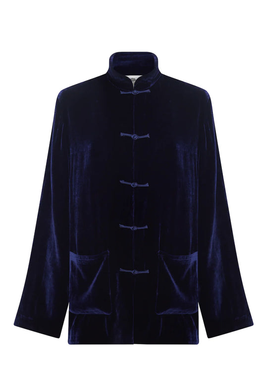 VELVET BLAZER - BLUE