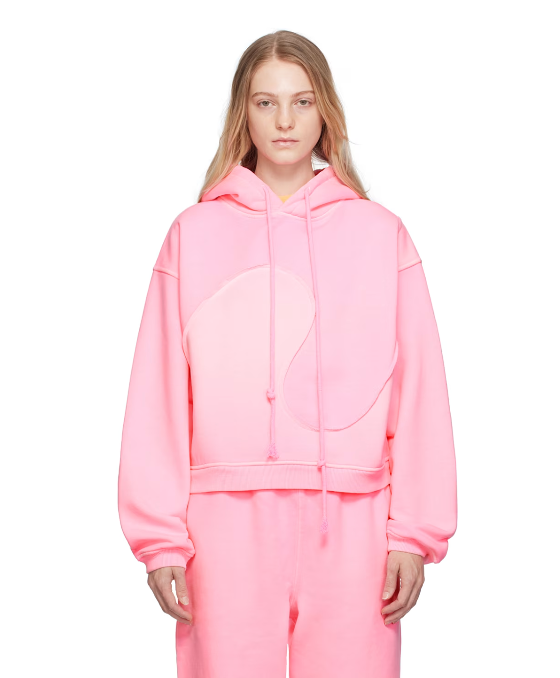 Pink Paneled Cotton Hoodie