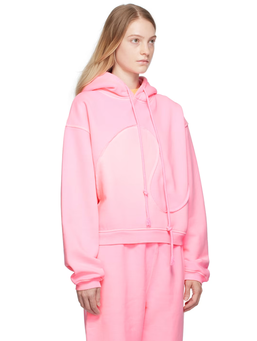 Pink Paneled Cotton Hoodie