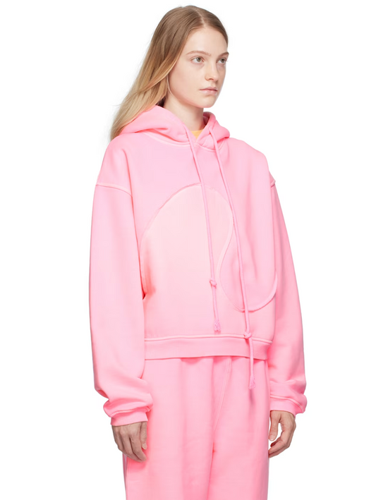 Pink Paneled Cotton Hoodie