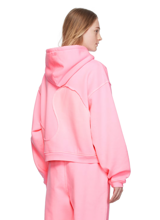 Pink Paneled Cotton Hoodie