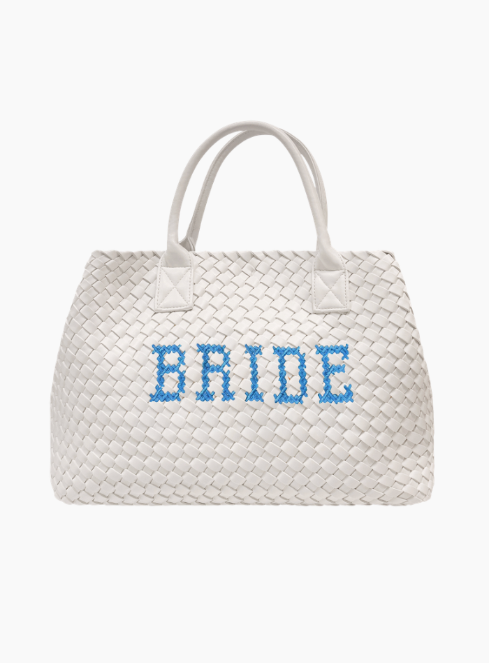 Lilly Loves bride embroidered handbag with intricate floral embroidery, elegant design, perfect for wedding accessories.