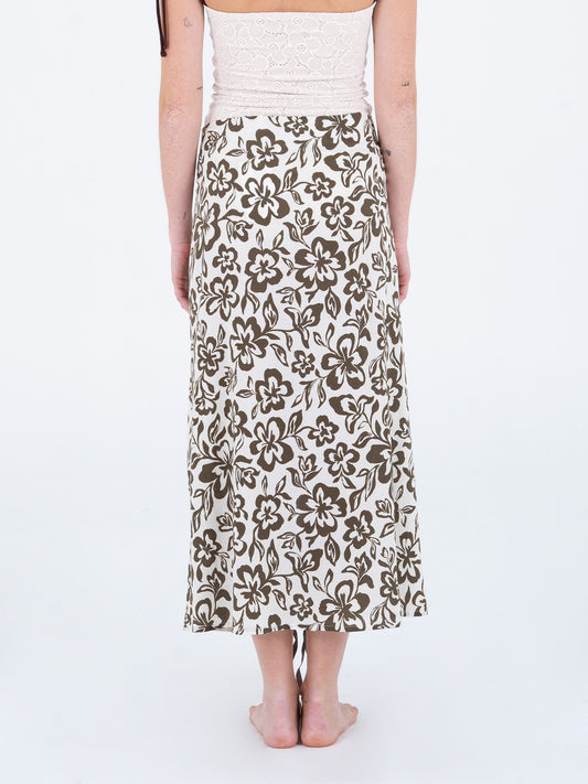 Seashell Brown Floral Print Skirt pantalones