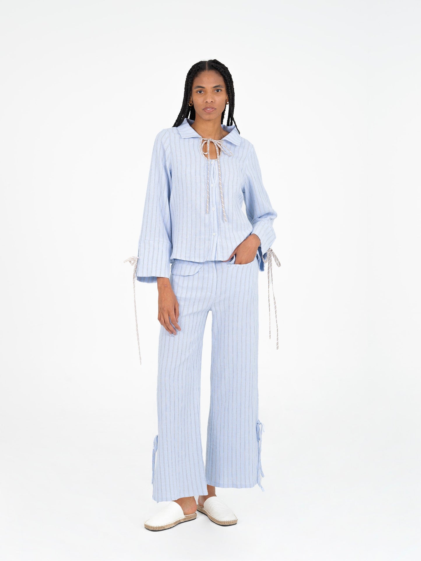 Skyline Blue Striped Pants pantalones