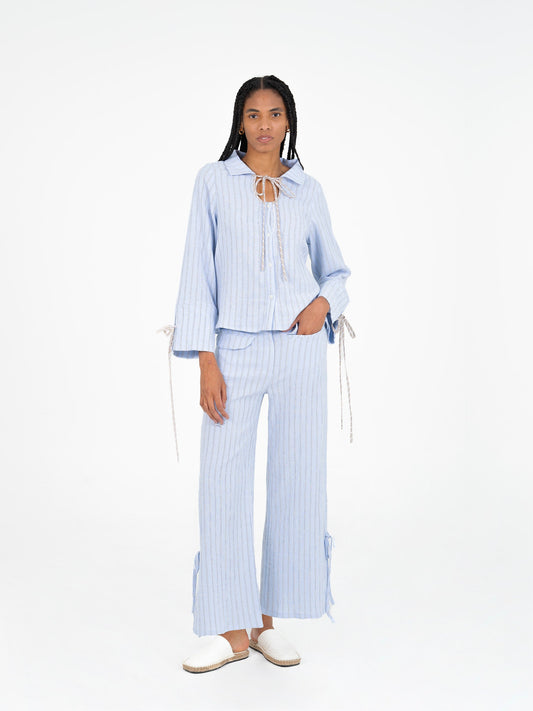 Skyline Blue Striped Pants pantalones