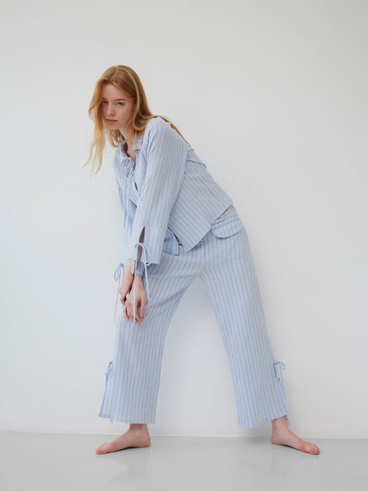Skyline Blue Striped Pants pantalones