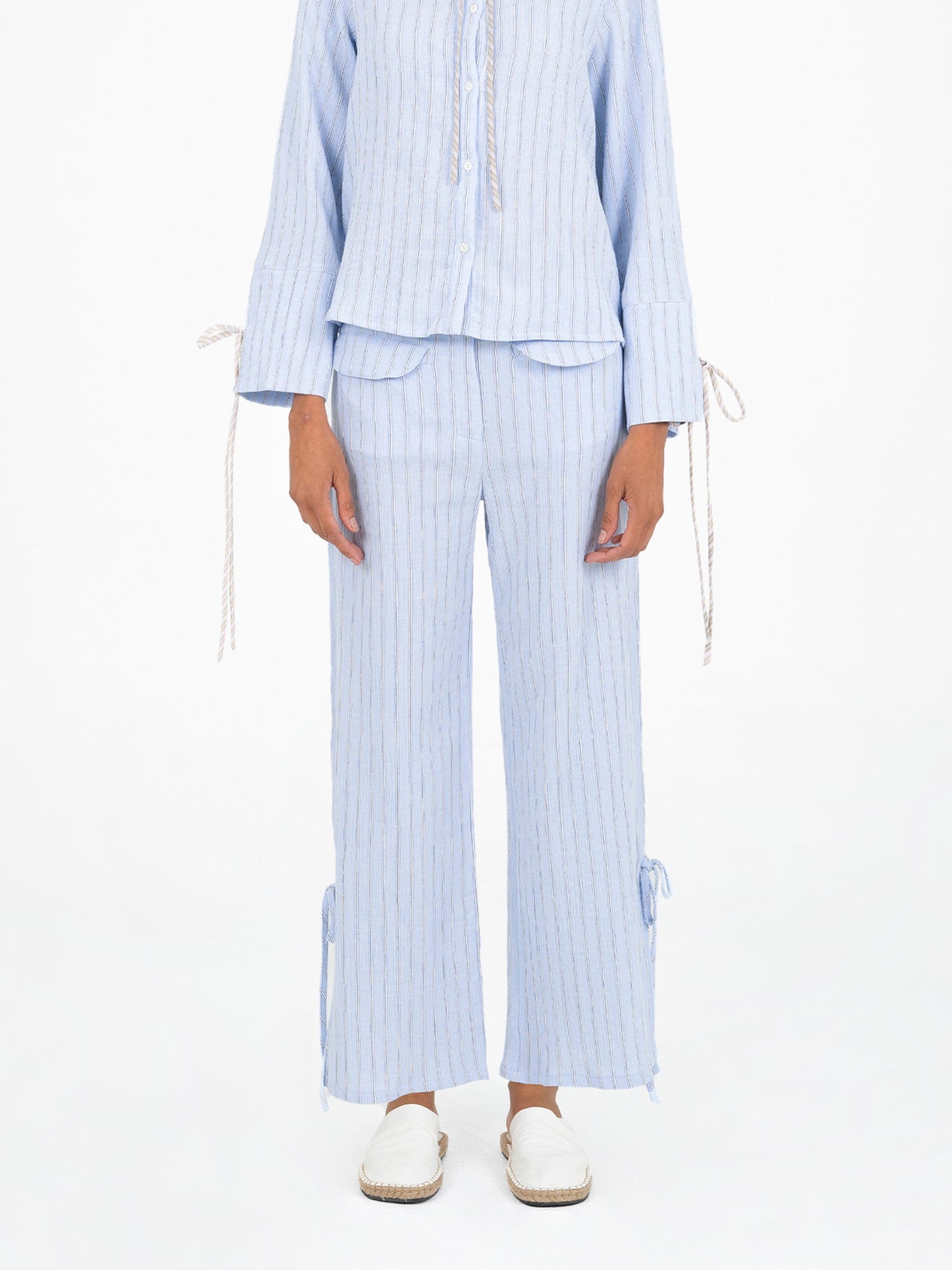 Skyline Blue Striped Pants pantalones