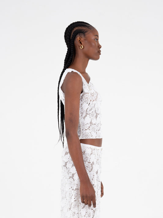 Sparkly White Lace Top camisas y camisetas