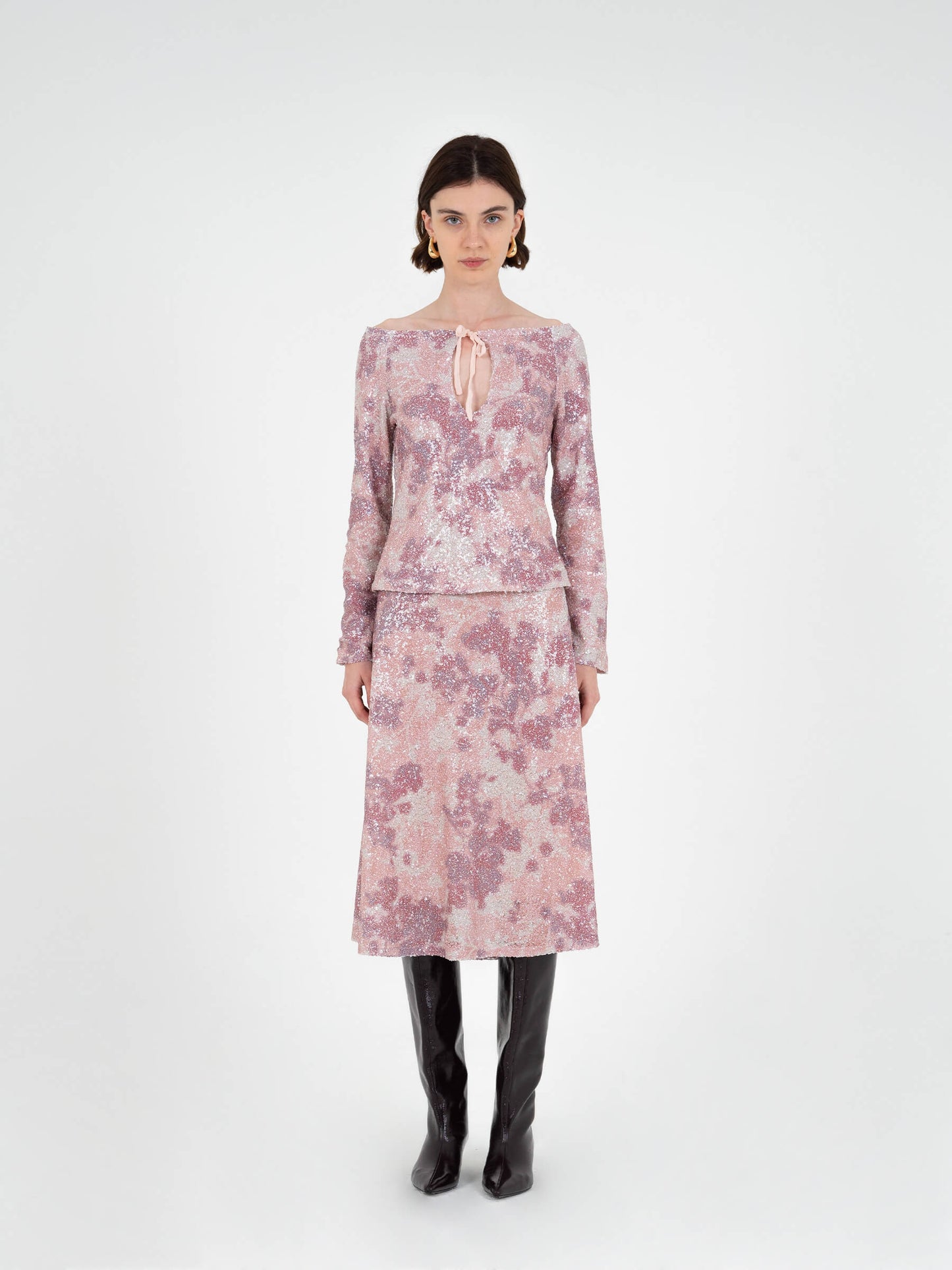 Star Printed Sequin Skirt falda