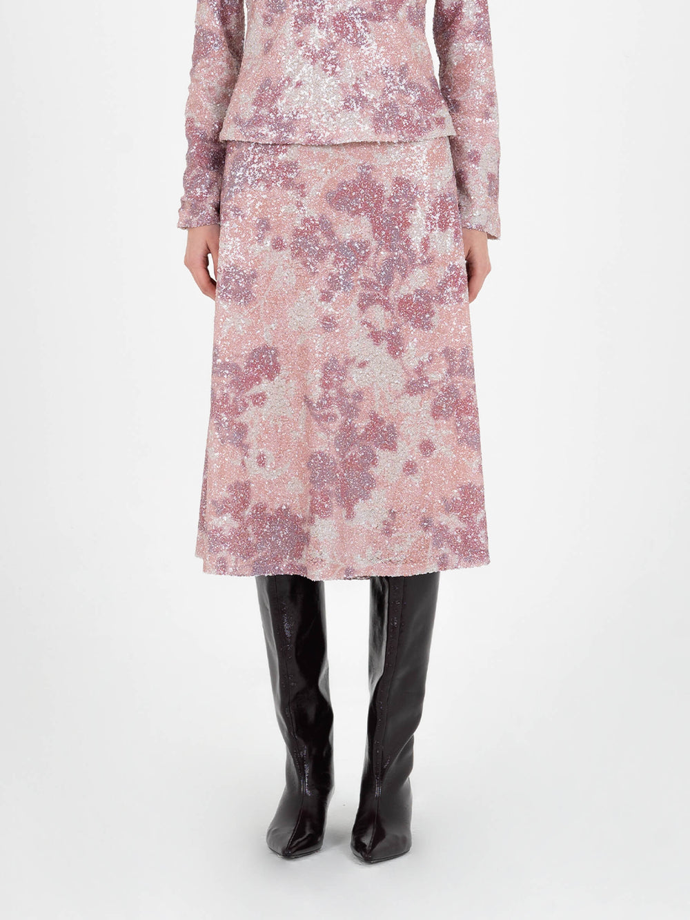 Star Printed Sequin Skirt falda