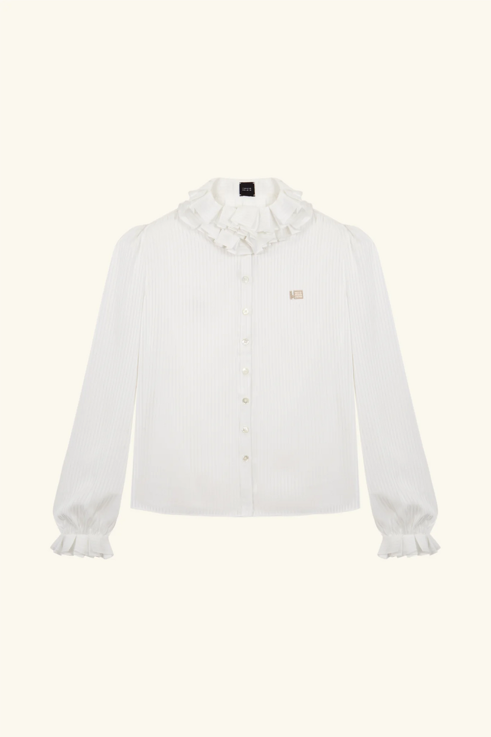 CHIFFON PLEATED COLLAR SHIRT