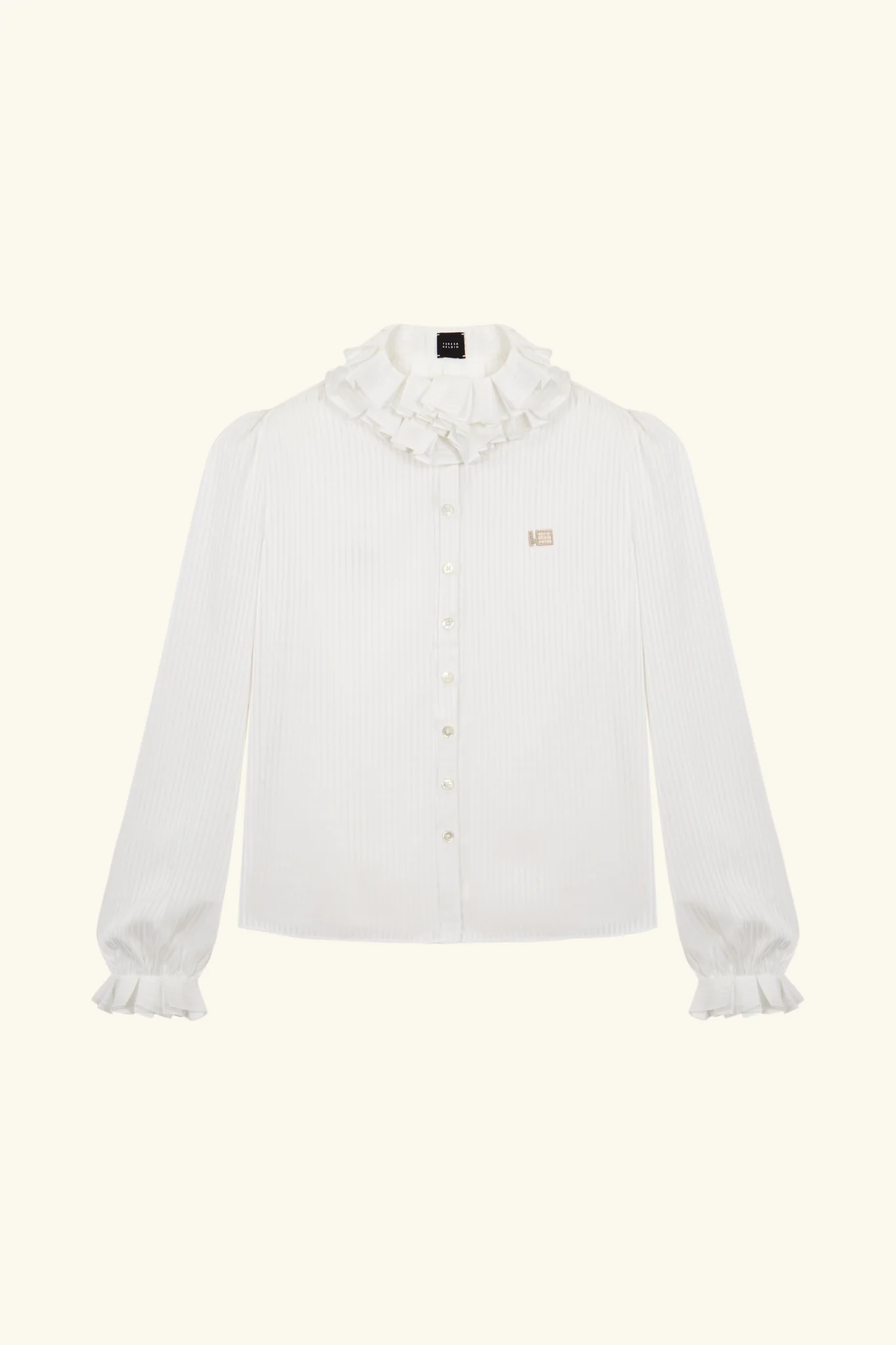 CHIFFON PLEATED COLLAR SHIRT