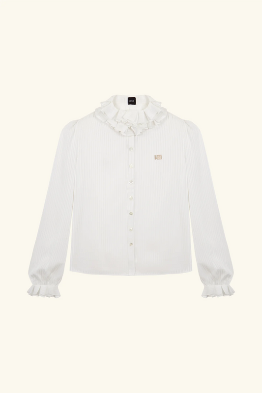 CHIFFON PLEATED COLLAR SHIRT