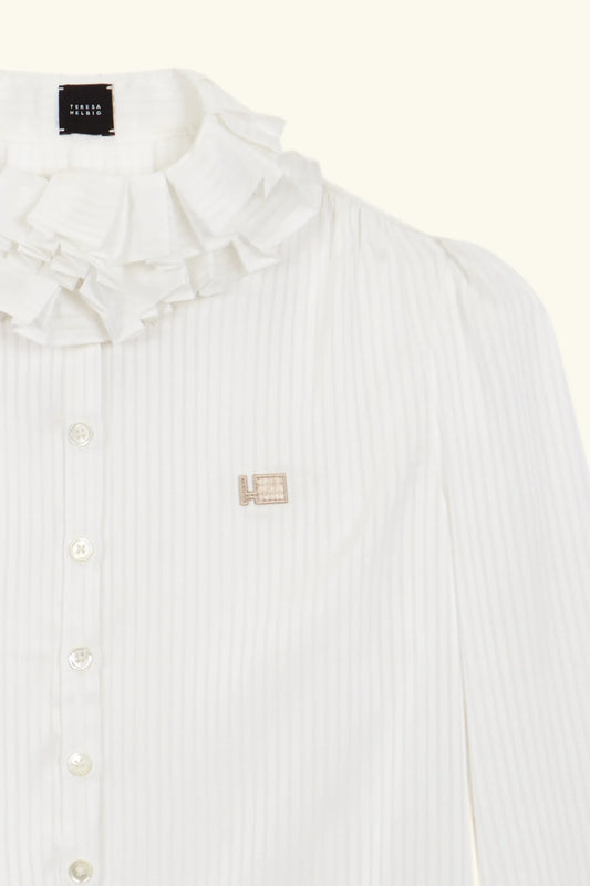 CHIFFON PLEATED COLLAR SHIRT